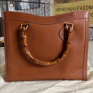 Vintage Gucci Diana tote in cognac brown with Bamboo Handle